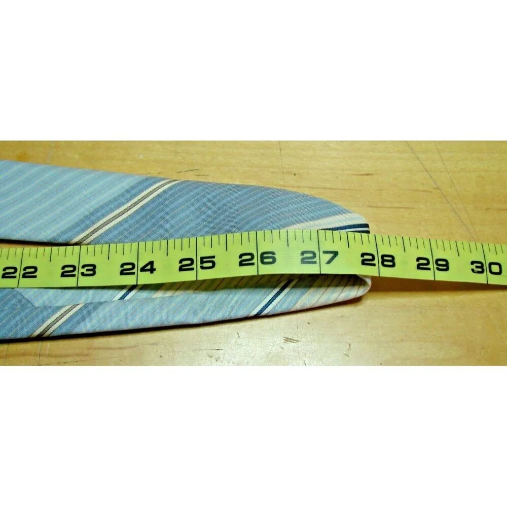 Austin Manor Necktie Mens Striped Blue Tone Silk Polyester Blend Office Formal